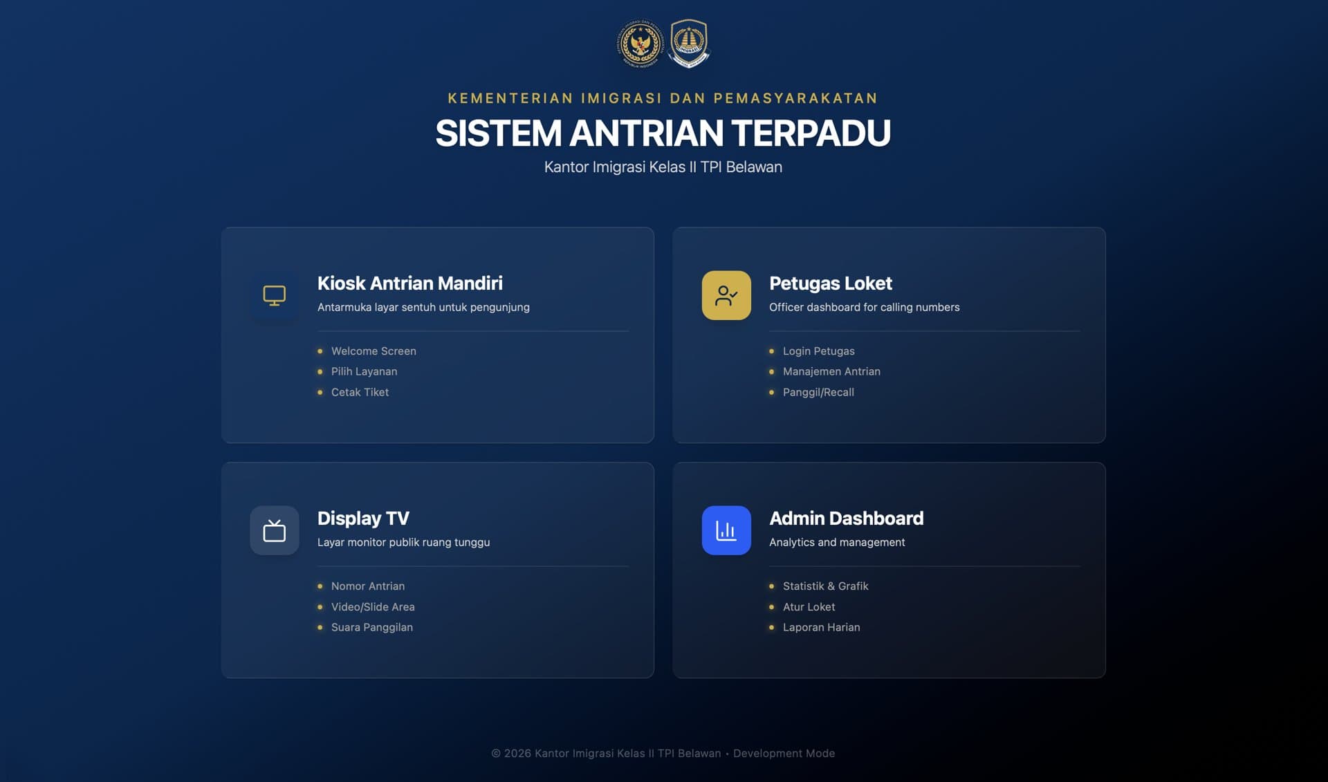 Tampilan Sistem Antrian Imigrasi Belawan