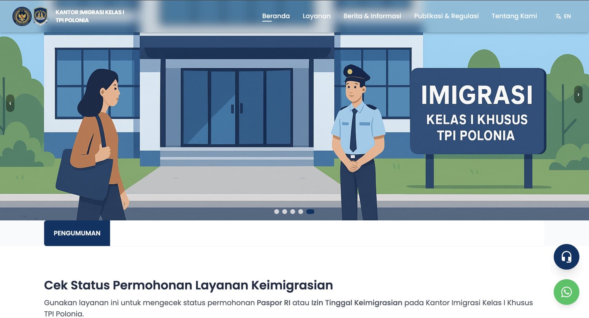 Tampilan Website Imigrasi Polonia